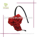 kids three red flowers ribbon hair bands wholesale
